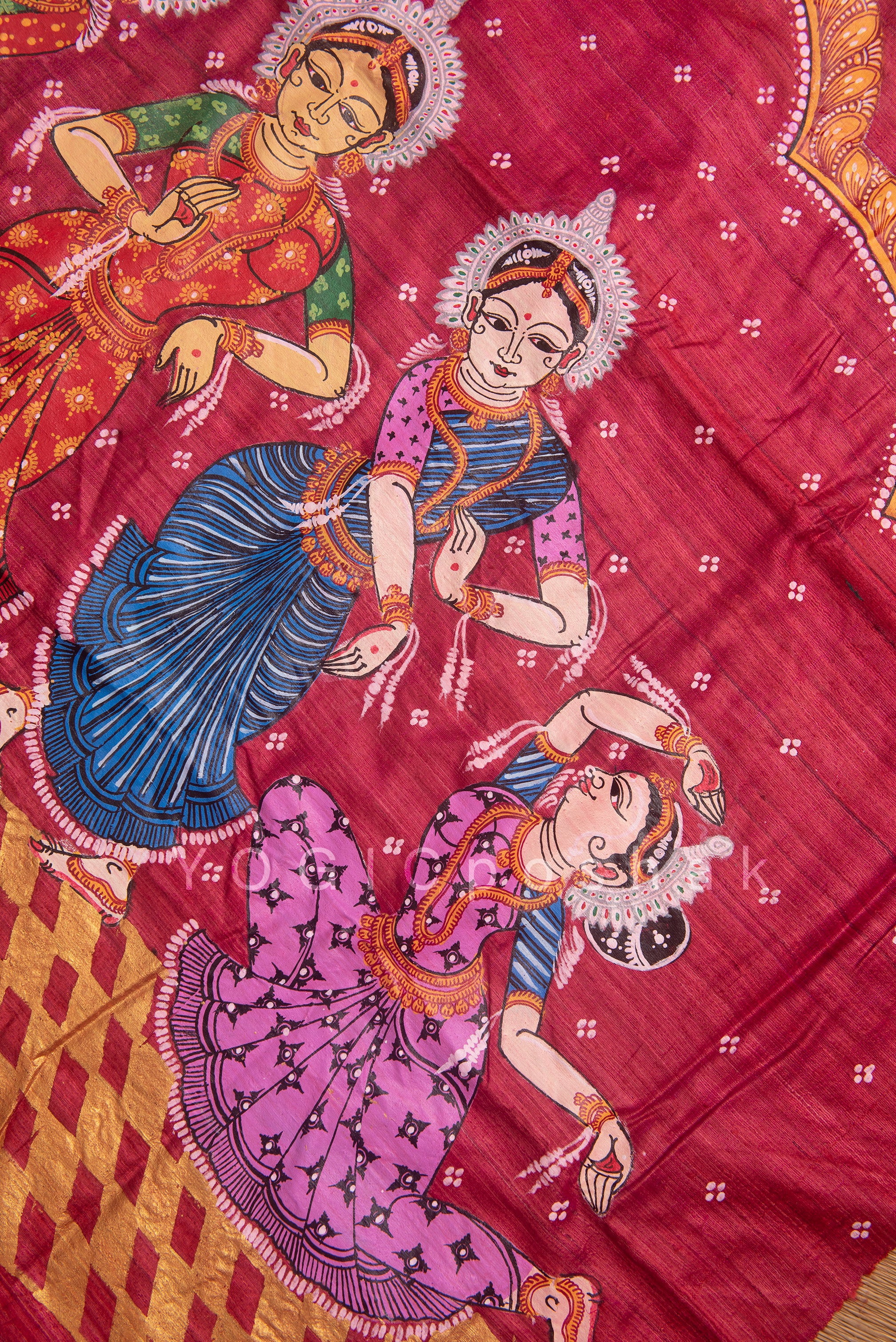 Odissi | Handcrafted pattachitra silk saree | natural tussar color