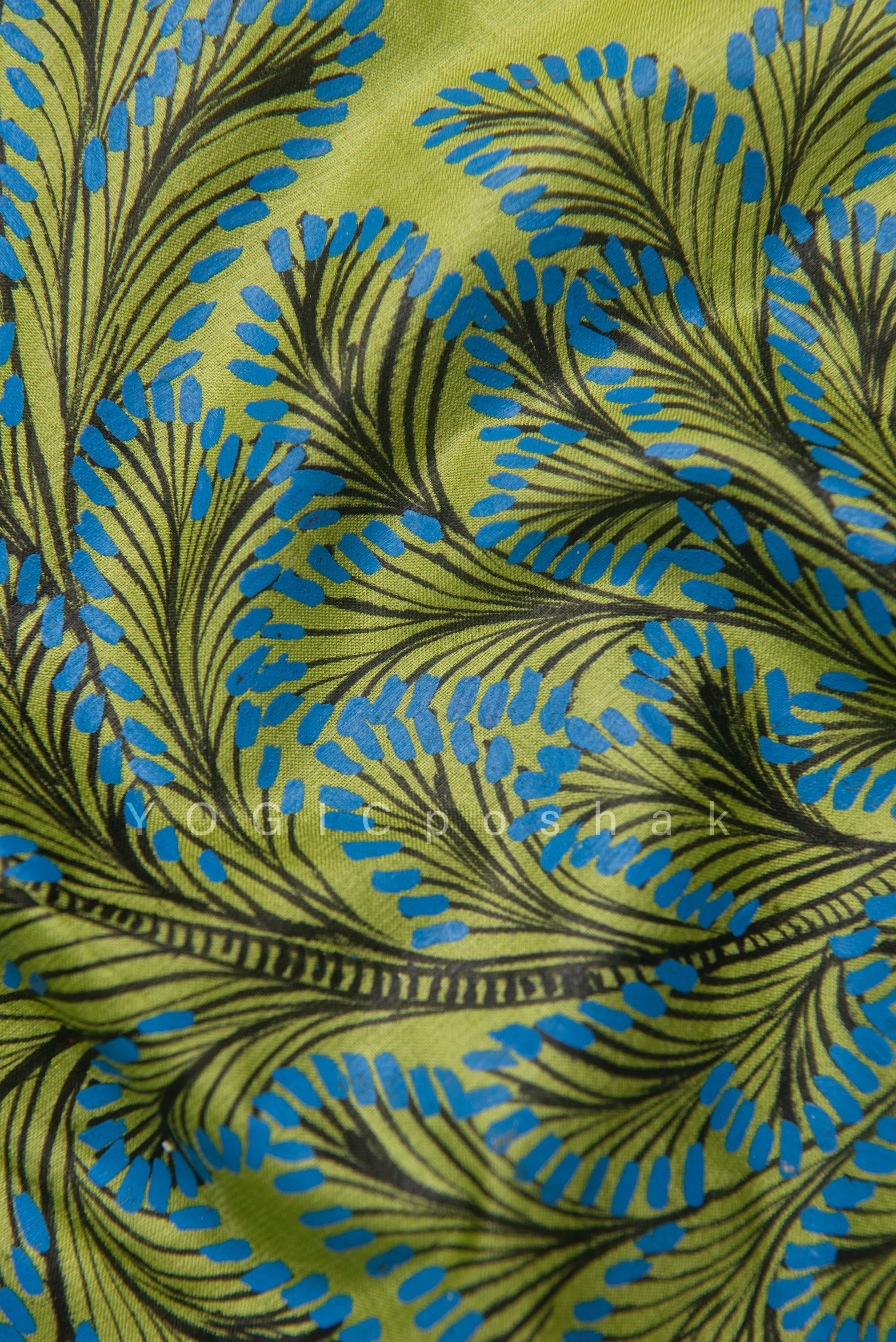 Sakhi | Handcrafted pattachitra silk saree | parrot green