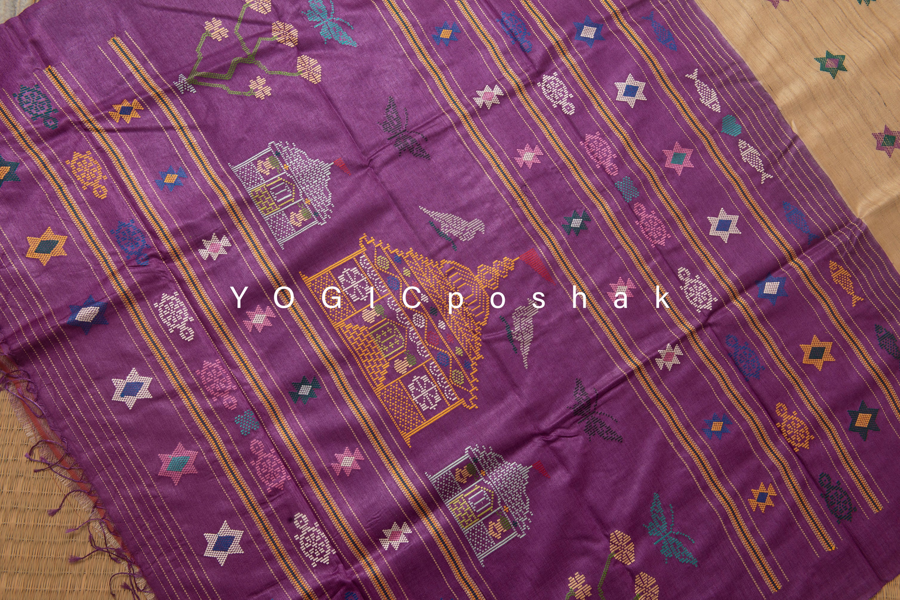 Tussore Aalaya | handwoven natural tussar silk saree | tussar color – YOGICposhak