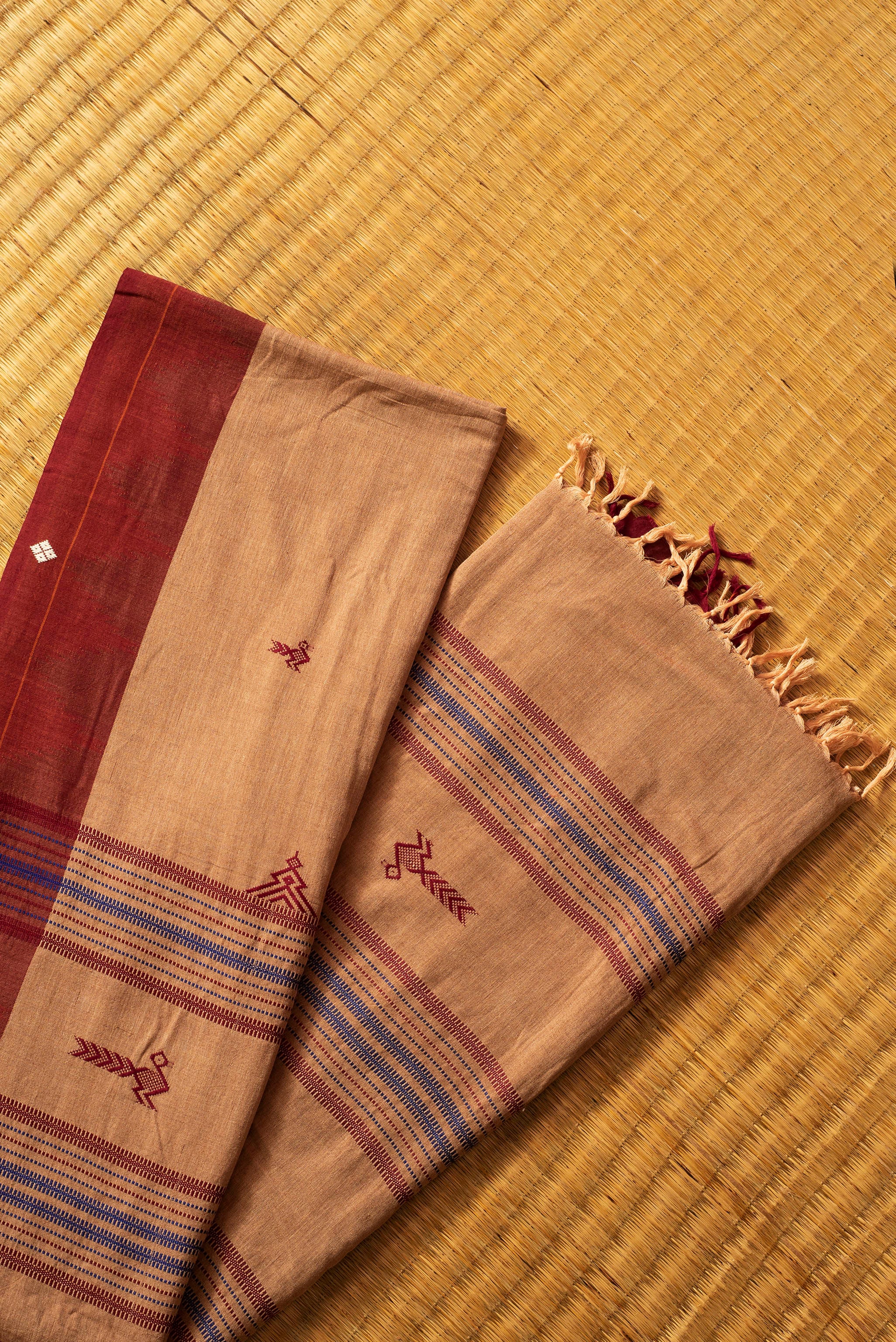 Kotpad handloom cotton saree | natural dyed | mud brown