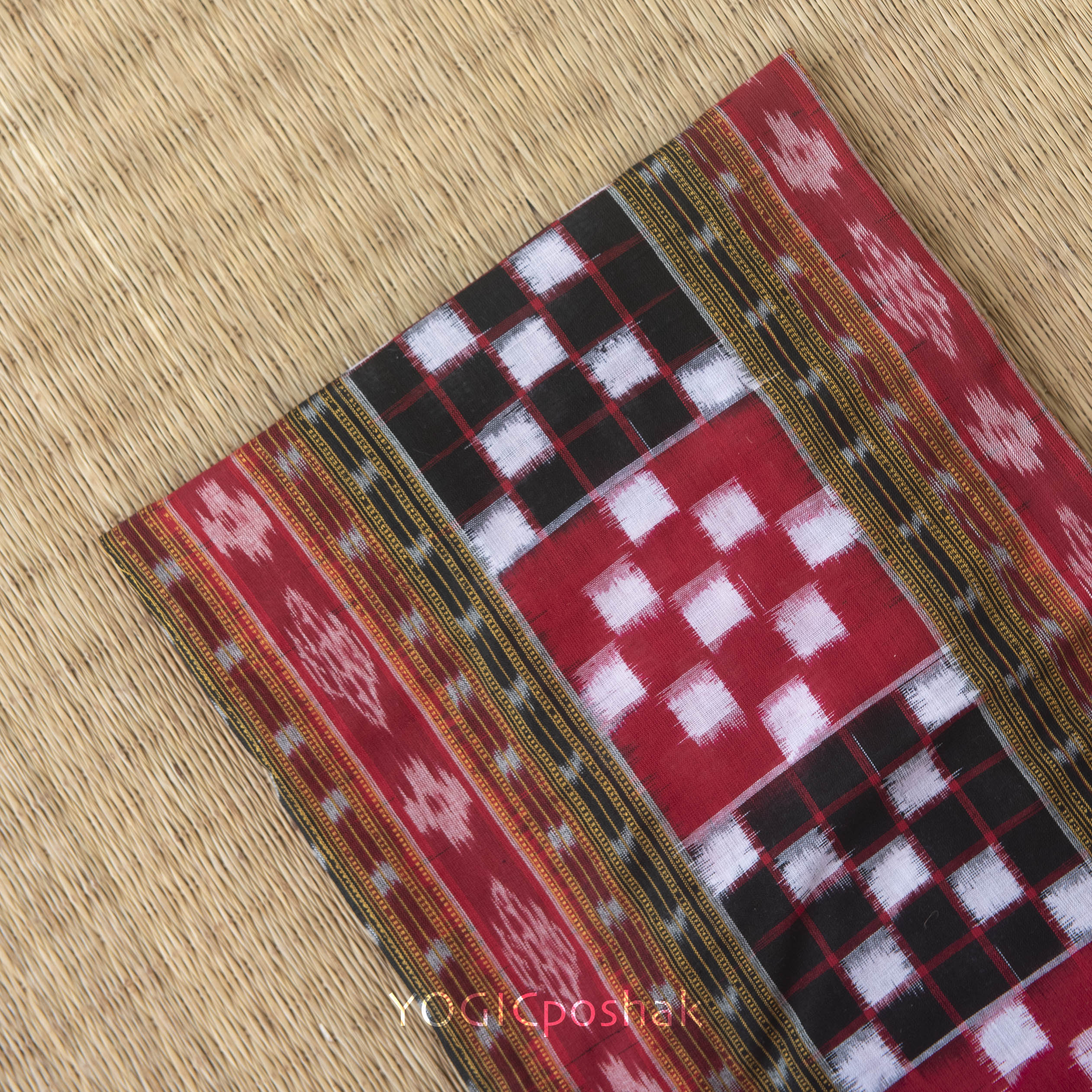 Vichitrapalli | Double ikat | handloom cotton kurta for men | red n black
