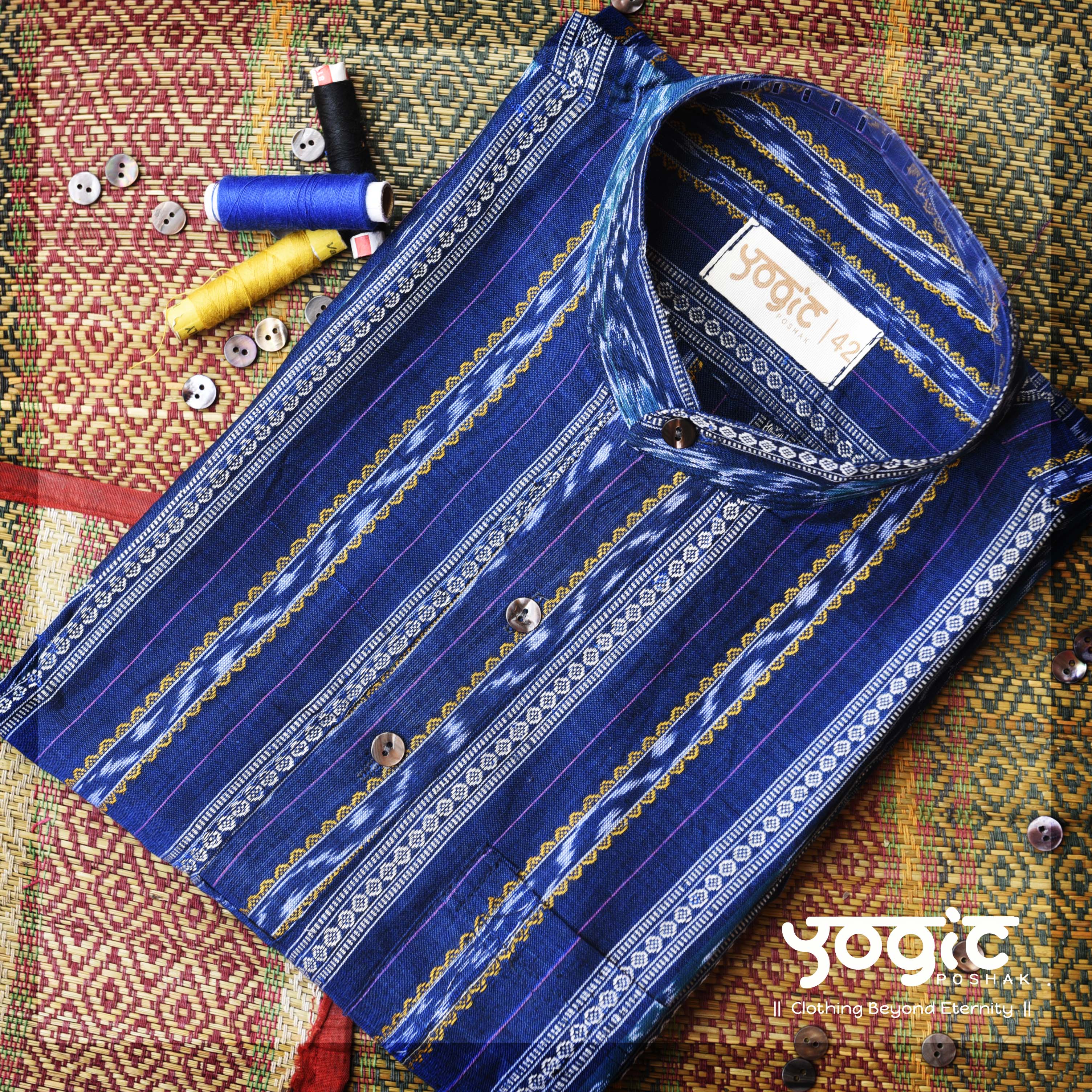 Angiras Angiras | Night Blue | Handloom Cotton Kurta for Men | Ethnic Wear ...