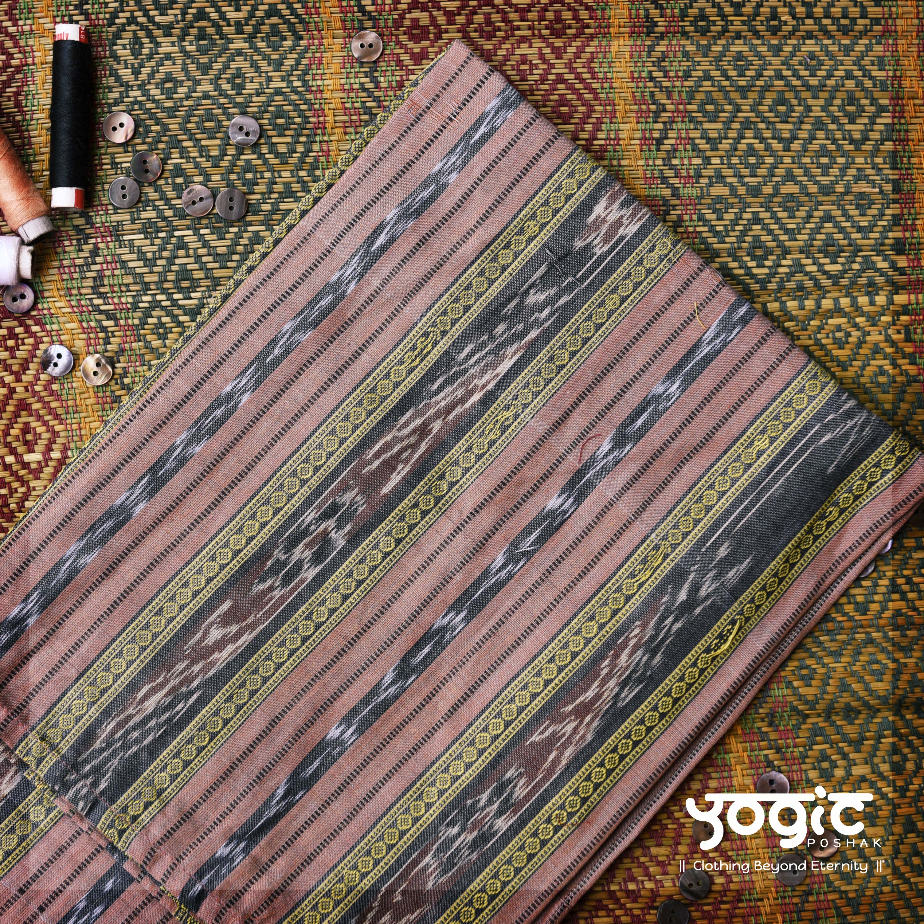 Angiras Angiras | Peach | Ikat | Handloom Cotton Kurta for Men | Ethnic Wear ...