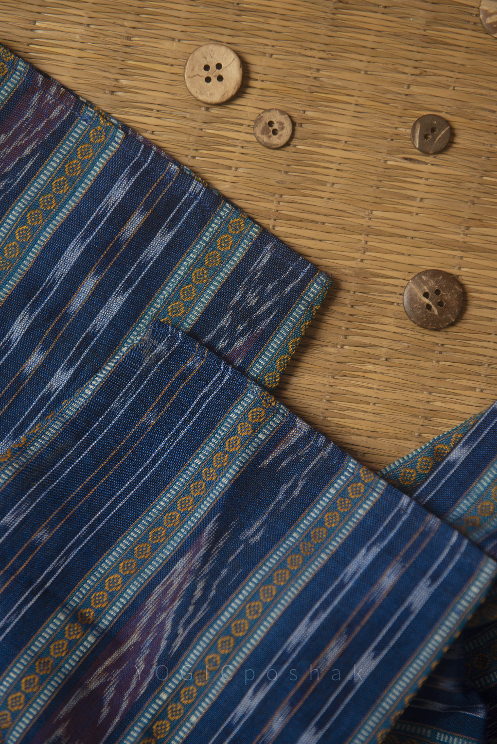 Angiras Angiras | Indigo | Ikat | Hand weaved Cotton Kurta for Men – YOGICposhak
