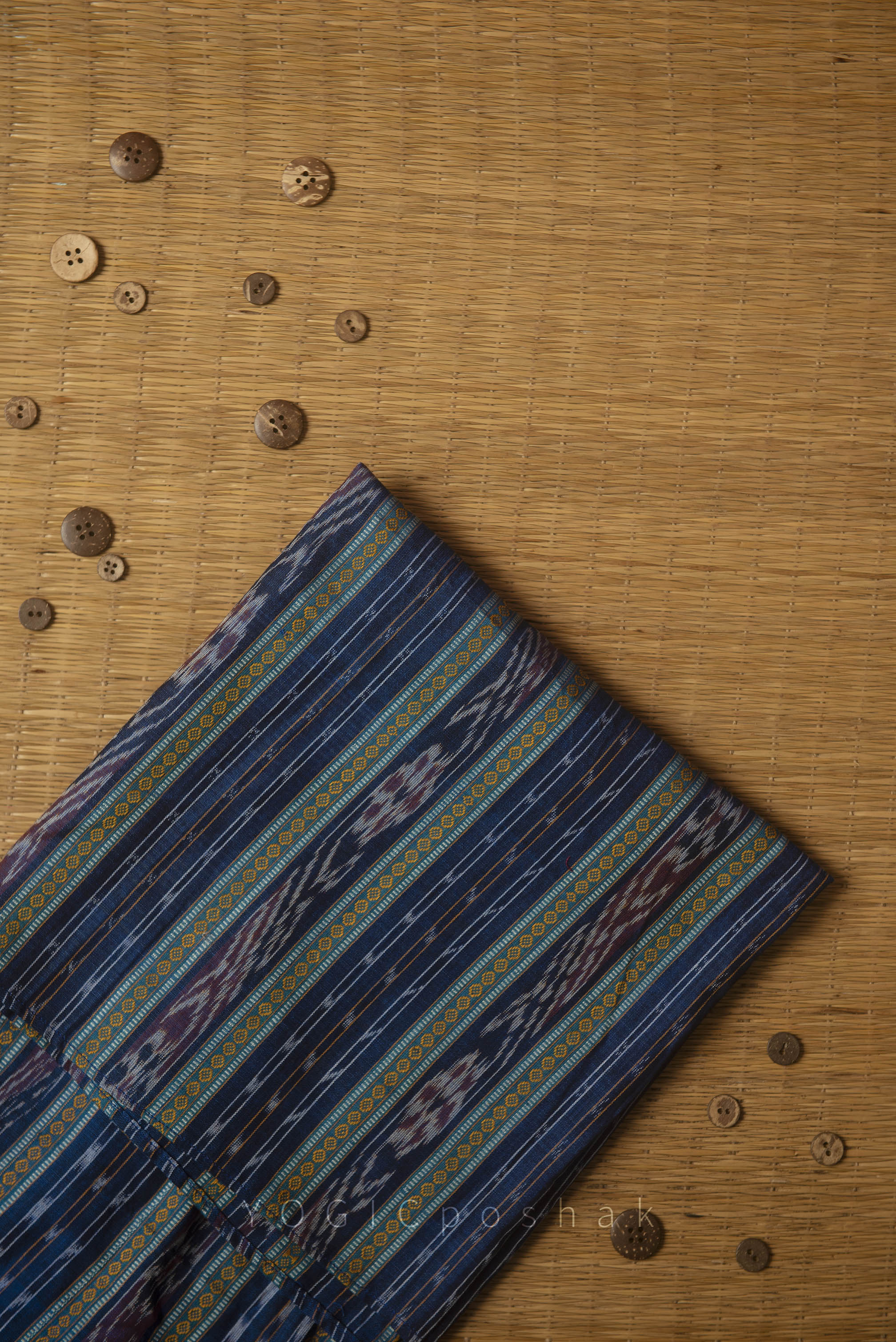 Angiras Angiras | Indigo | Ikat | Hand weaved Cotton Kurta for Men – YOGICposhak