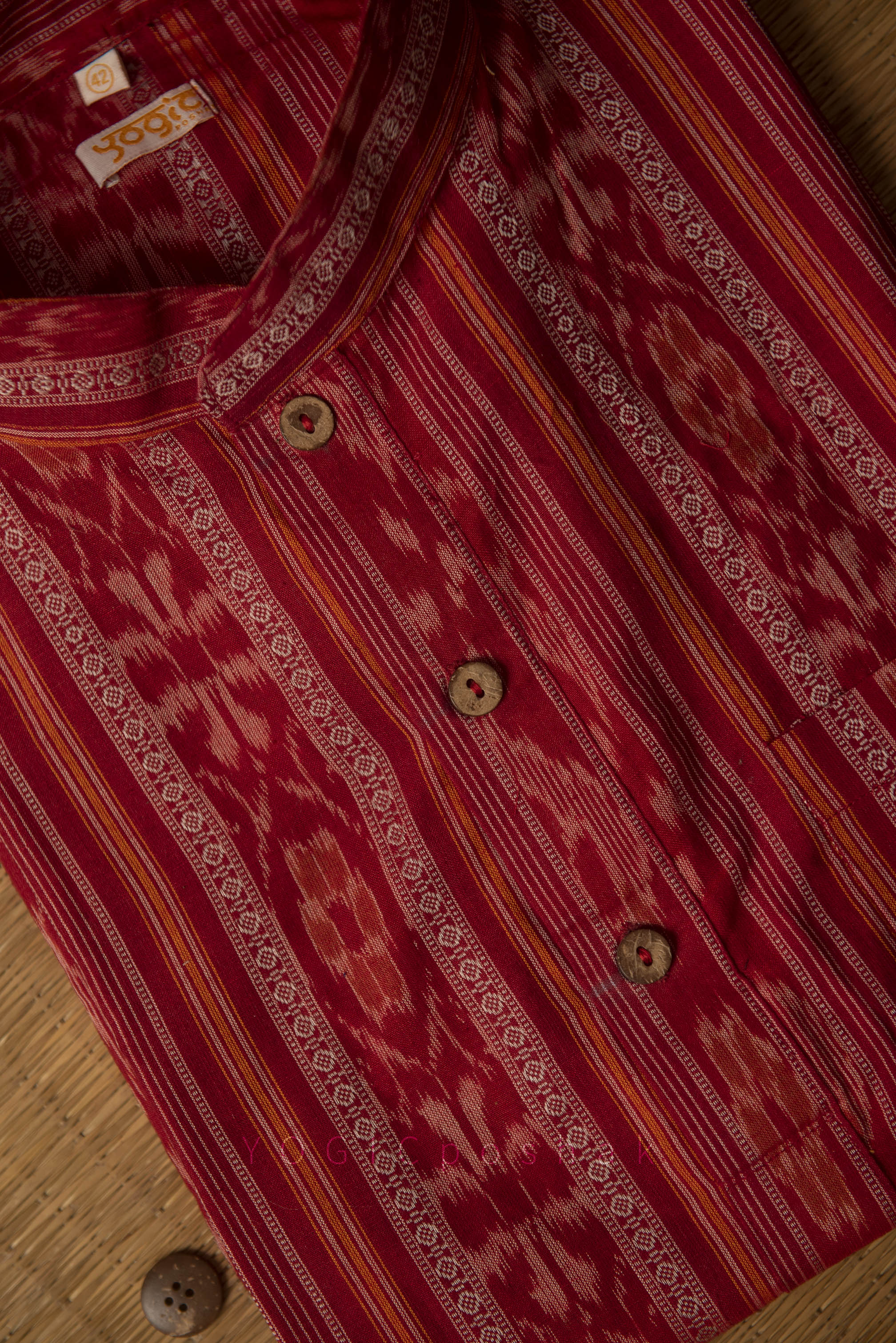 Angiras Angiras | Madder Red | Ikat | Hand weaved Cotton Kurta for Men ...