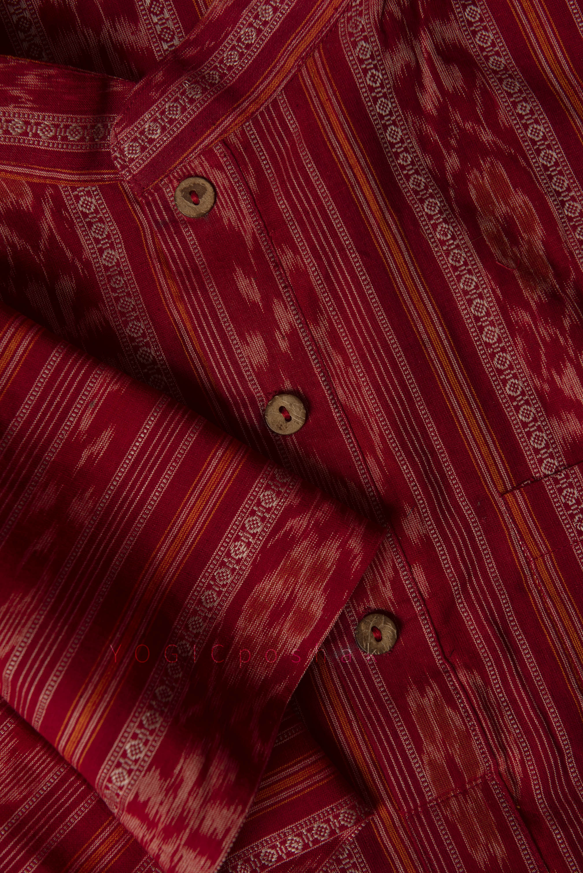 Angiras Angiras | Madder Red | Ikat | Hand weaved Cotton Kurta for Men ...